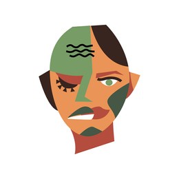 surreal isolated man portrait. abstract face. modern graphics, vector illustration