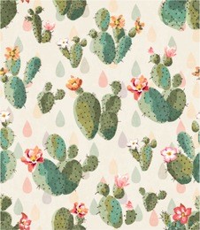 seamless cute cactus print pattern background
