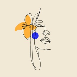 surreal woman face. hand drawn abstract hipster woman portrait in minimalistic style. female beauty figure logo vector. one line continuous sketch