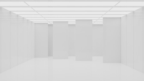 white clean empty architecture interior space room studio background wall display products minimalistic. 3d rendering.