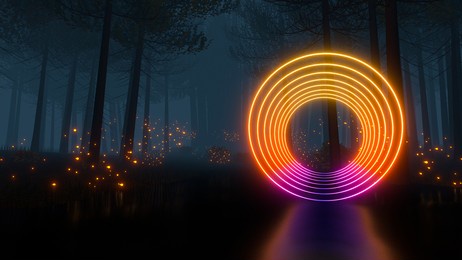 sci fi virtual reality landscape cyberpunk style 3d render background