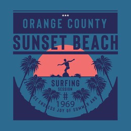 vector illustration of surf and sunset beach theme