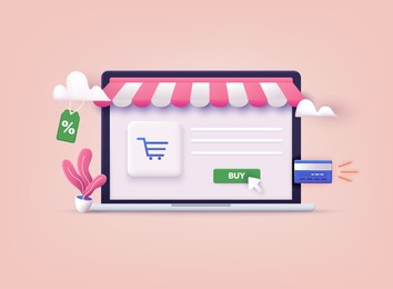 online shopping.design graphic elements, signs, symbols. mobile marketing and digital marketing. 3d web vector illustrations.