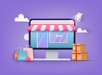 online shopping.design graphic elements, signs, symbols. mobile marketing and digital marketing. 3d web vector illustrations.