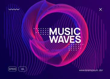 music fest. dynamic fluid shape and line. commercial concert brochure template. music fest neon flyer. electro dance. electronic trance sound. techno dj party. club event poster.