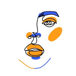 surreal face painting. one line art poster. female contour silhouette. continuous drawing. abstract woman contemporary portrait. fashion minimalist graphic design. vector artwork.