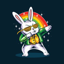 the easter bunny dabbing in his st. patrick's day vector