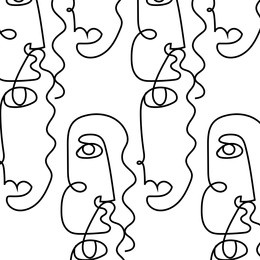 one line abstract face. trendy art drawn by cubist artist in monochrome minimalism style. vector design for print, decor, poster, pattern, art for clothes. 