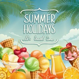 vector background with summer food elements 