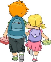 illustration of a big brother walking home with his little sister