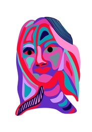 abstract woman portrait in surreal face design. vector ilustration of girl with abstract face. can use for fashion, wall art wall decor and background.
