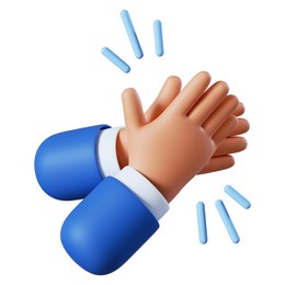 cartoon character hands clapping or applause with loud noise. business clip art isolated on white background. performance 3d illustration.