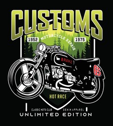 custom, vector typography motorcycle illustration graphic design