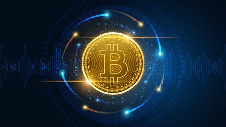 technical graph of bitcoin in futuristic concept