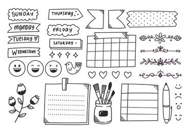 hand drawn cute journal doodle element 