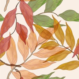 seamless vector background with watercolor leaves