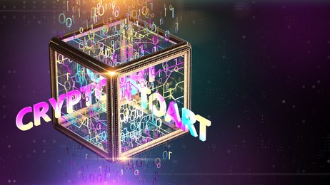 nft non fungible tokenscrypto art on colorful abstract background. pay for unique collectibles in games or art. 3d render of nft crypto art collectibles concept illustration
