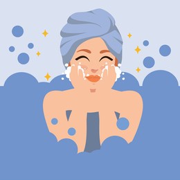 beautiful girl taking a bubble bath. vector in eps format.
