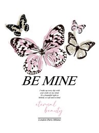 vector t-shirt graphic with grunge butterflies and watercolor, quote, wording, hand-writing, romantic mood 