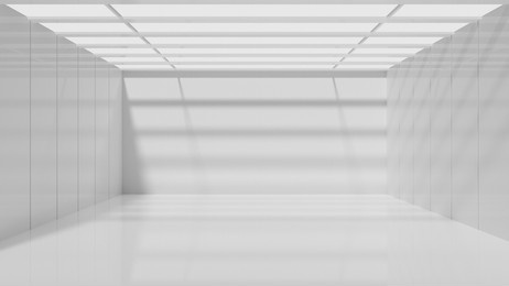 white clean empty architecture interior space room studio background wall display products minimalistic. 3d rendering.