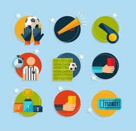 soccer champions flat icons set. eps10 vector organized in layers for easy editing.