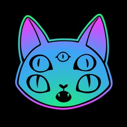 cute cartoon witchcraft  cat head