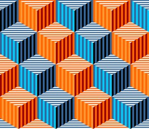 cubes. seamless pattern. op art. template for fabric or wrapping. modern textile. geometric. futuristic. stylish background.  optical illusions. trends. wallpapers. multicolor.