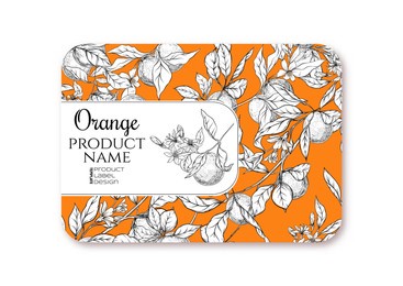 orange. ripe citrus. template for product label, cosmetic packaging. easy to edit. graphic drawing, engraving style. vector illustration.