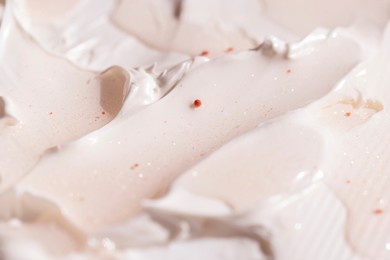 close up texture of different cosmetic cream and serum products with selective focus