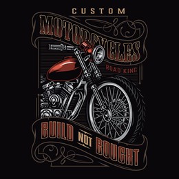 custom motorcycle colorful label with classic motorbike in vintage style isolated vector illustration