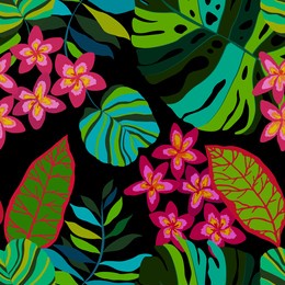creative seamless pattern with tropical leaves. trendy pattern with hand drawn exotic plants. swimwear botanical design. jungle exotic summer print.	
