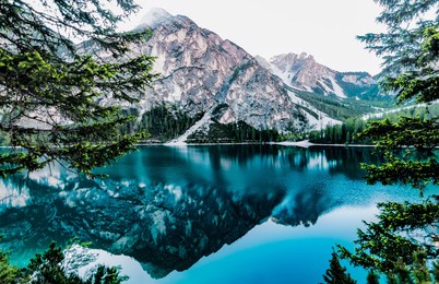 nature beautiful panorama,clean water of lake fantastic mountain