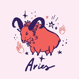 aries. cute astrological illustration.  zodiac sign cute whimsical flat astrological art illustration