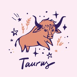 taurus. cute astrological illustration.  zodiac sign cute whimsical flat astrological art illustration