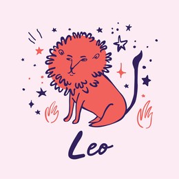leo. cute astrological illustration.  zodiac sign cute whimsical flat astrological art illustration
