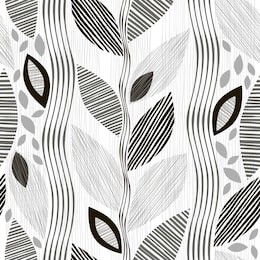 monochrome seamless pattern of abstract leaves.