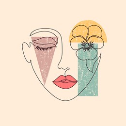 poster with minimal woman face on white background.
