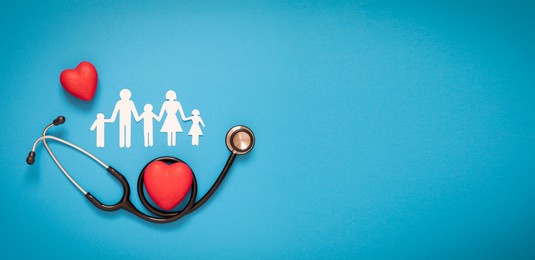 family health care and insurance concept. top view