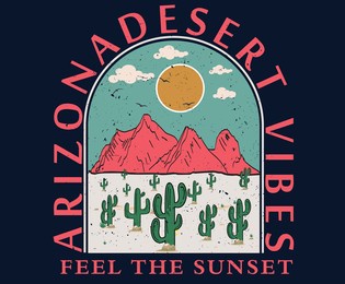 desert mountain with sunrise vector artwork 