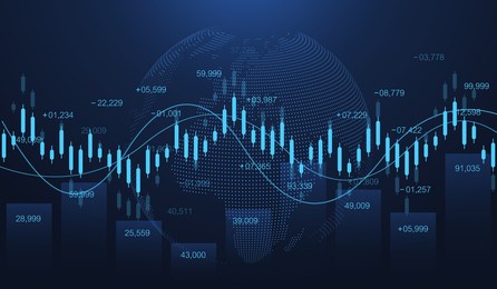 stock market or forex trading graph in futuristic concept for financial investment or economic trends business idea. financial trade concept. stock market and exchange candle stick graph chart vector