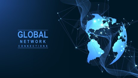 global network connection concept. big data visualization. social network communication in the global computer networks. internet technology. business. science. vector illustration.
