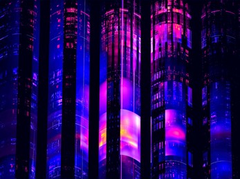 abstract 3d illustration - bright futuristic towers on a dark background