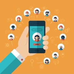 global communication concept with flat icons. vector illustration