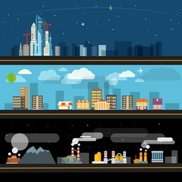 abstract city map illustration set. ftat design