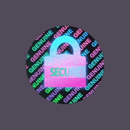 hologram label isolated. vector holographic sticker. geometric hologram seal for product guarantee, sticker design. product certification symbol. quality holographic sticker.