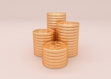 3d coins with financial protection systems. web concept digital crypto tokens. nft security tools for transfer platform. 3d illustration.