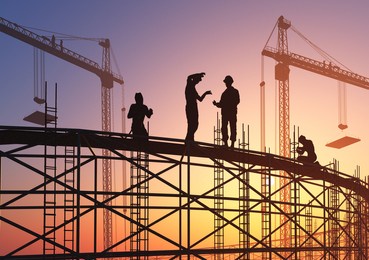 builders at the construction site.,3d render