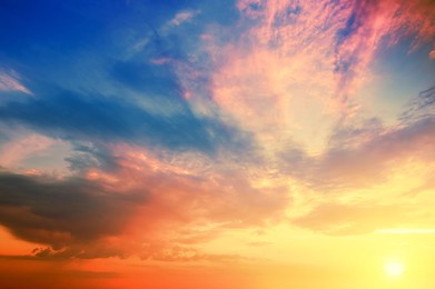 colorful cloudy sky at sunset. gradient color. sky texture, abstract nature background