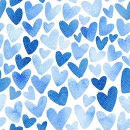 seamless texture with funny watercolor hearts 