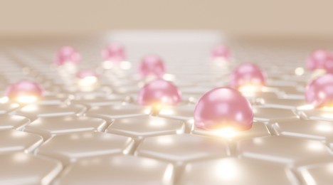 serum and vitamin drop on skin cell.
serum through the skin layer and reduce up saggy skin of the skin cell. 3d rendering.  